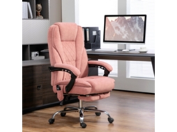 Ergonomic Office Chair With Massage Function Footrest Swivel Rolling Pink