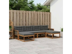 Vidaxl Conjunto De Sofás Para Exterior 6 Unid. Natural E Antracite