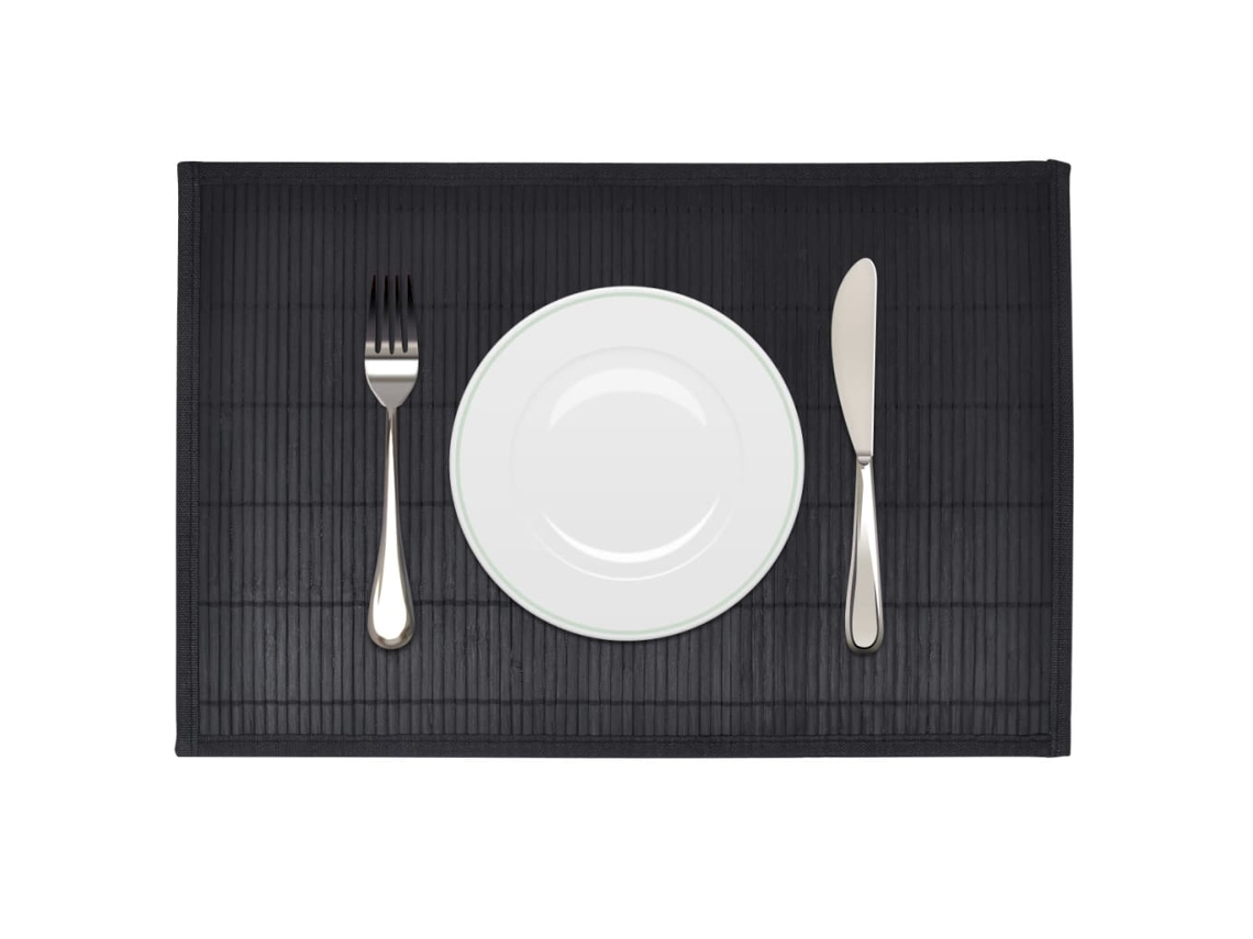 Individuais De Mesa Em Bambu 6 Pcs 30 X 45 Cm Preto