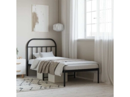 Vidaxl Estrutura de Cama com Cabeceira 90x200 Cm Metal Preto