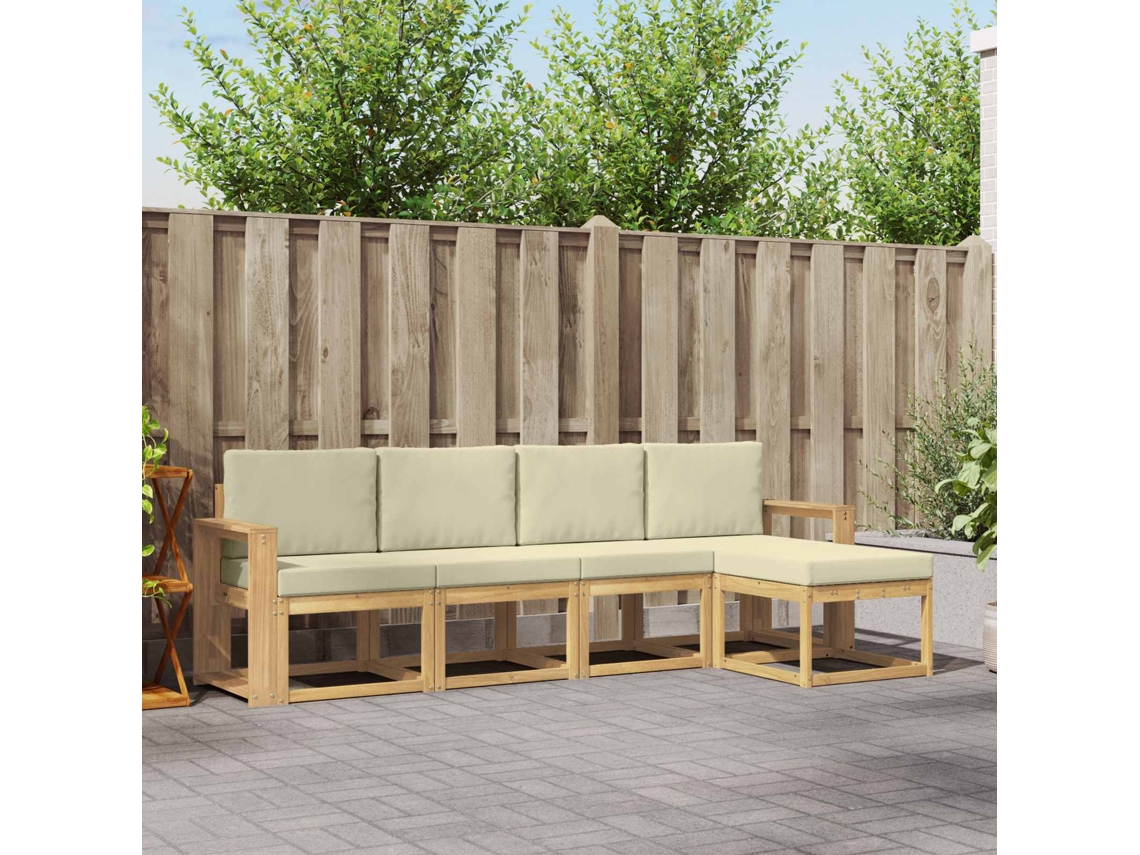 Vidaxl Conjunto De Sofás Para Exterior 5 Pcs Branco E Creme
