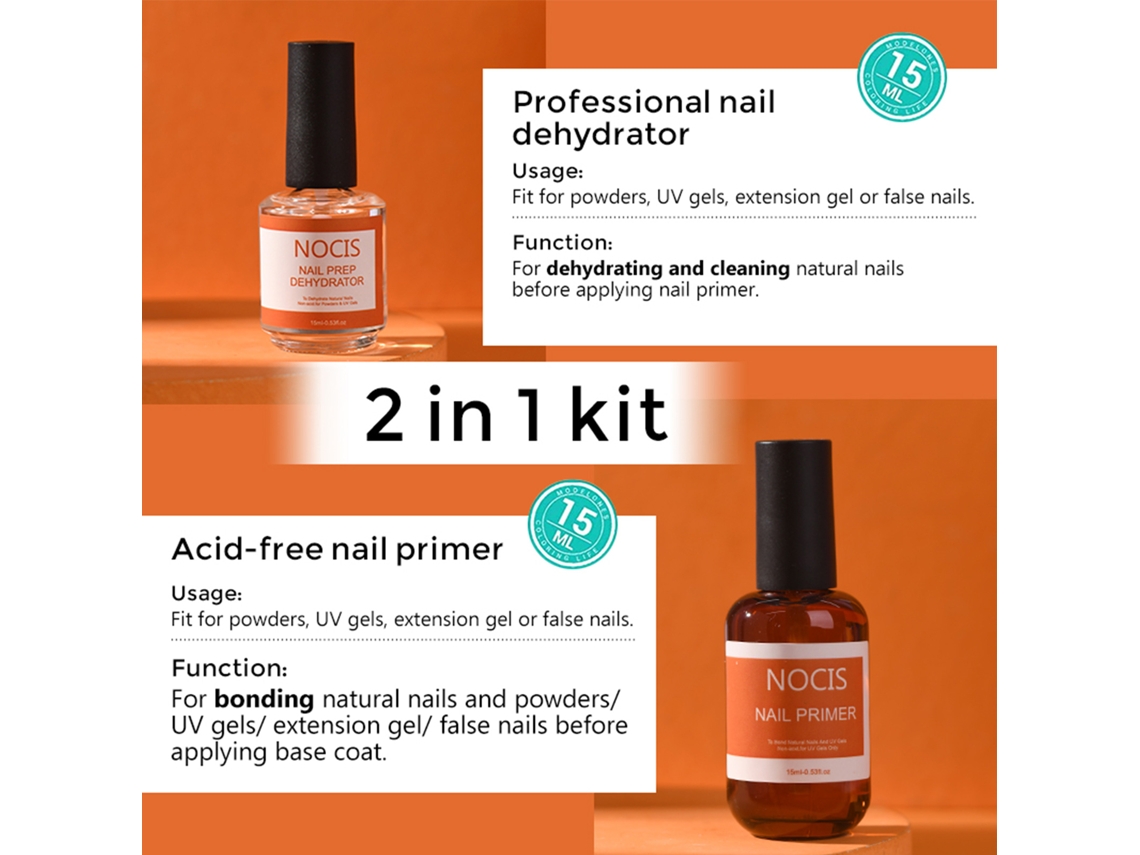 Primer De Unha Sem Ácido (base Coat Sem Ácido) + Capacidade 15ml*2, Fórmula Sem Ácido + Eoocoo