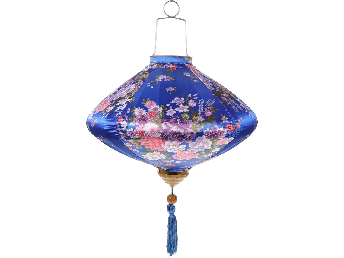 Lanterna Decorativa Suspensa para Uso Externo, Feita de Arame e Tecido Azul, Ornamento Delicado para SFUSHOS