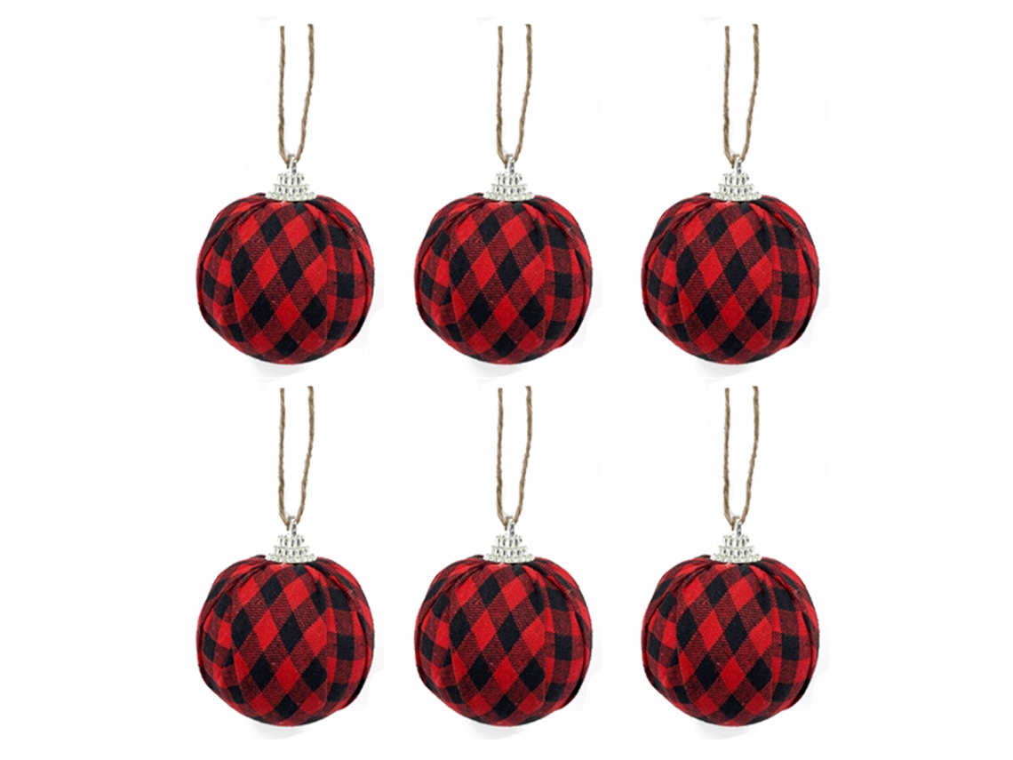Conjunto Natalino Xadrez Vermelho E Preto 6 Peças 4cm