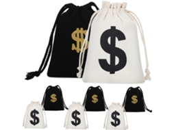 Conjunto De 8 Sacos De Dinheiro Com Cordão, Bolsa De Lona Para Dinheiro Com Placa, 12, 7 X 17, 8 Cm, Para Uso Em Cofres. Gokoco