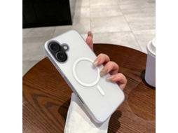 Capa Magnética Para Iphone 16 Plus Compatível Com Capa De Celular Magsafe Fosca - Branca Transparente
