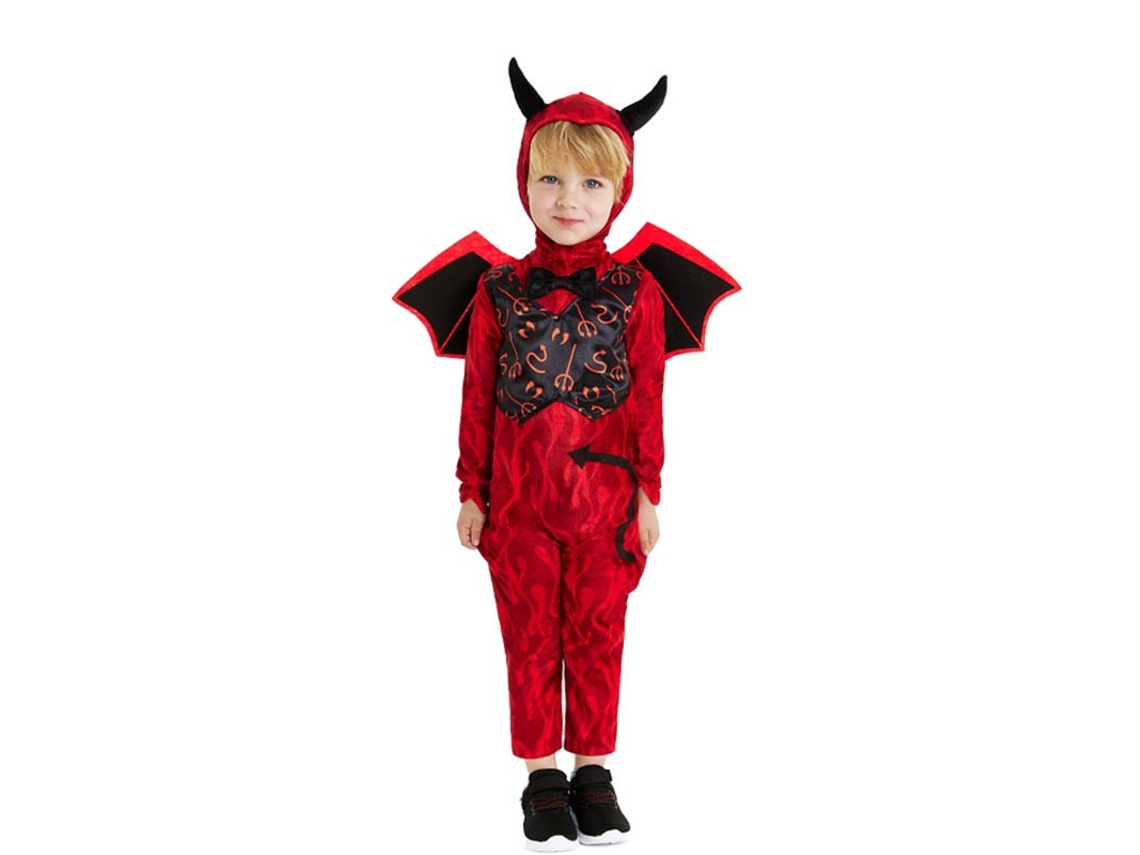 Fato de diabrete vermelho com bandana e asas para bebé e criança