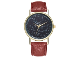 Reloj De Cuarzo Con Correa De Cuero Pu Moda Dial Universo Unisex Café