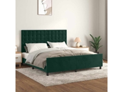 Vidaxl Estrutura De Cama C/ Cabeceira 180x200 Cm Veludo Verde-escuro