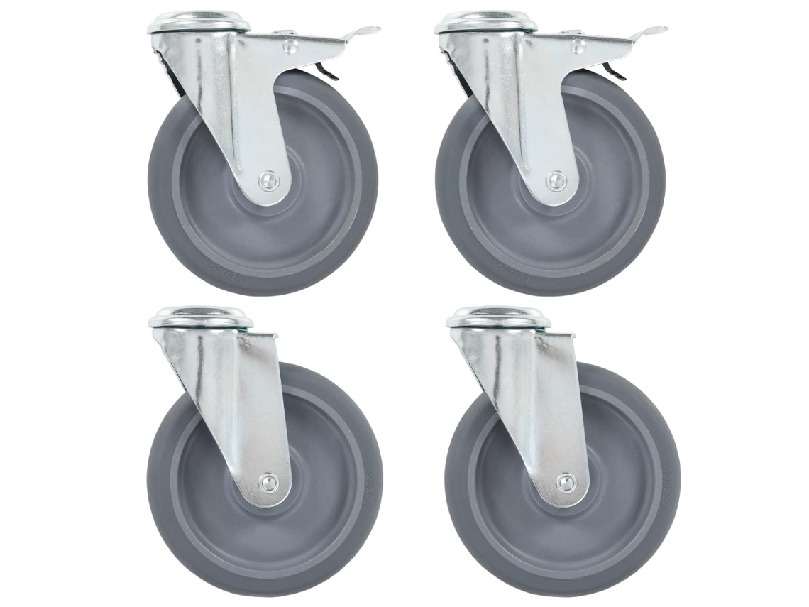 Vidaxl Rodas Giratórias Com Furo 4 Pcs 125 Mm