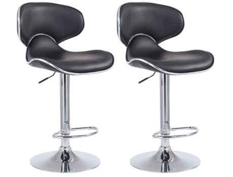 Banqueta de Bar Silla Bar X2 Regulável em Altura com Apoio para Pés em Pele Sintética Preta e Metal Tdb10122 MOBIKASA
