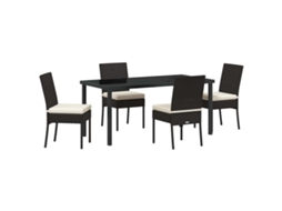 Maison Exclusive - Conjunto De Jantar Para Jardim 5 Pcs Preto Aço Revestido A Pó