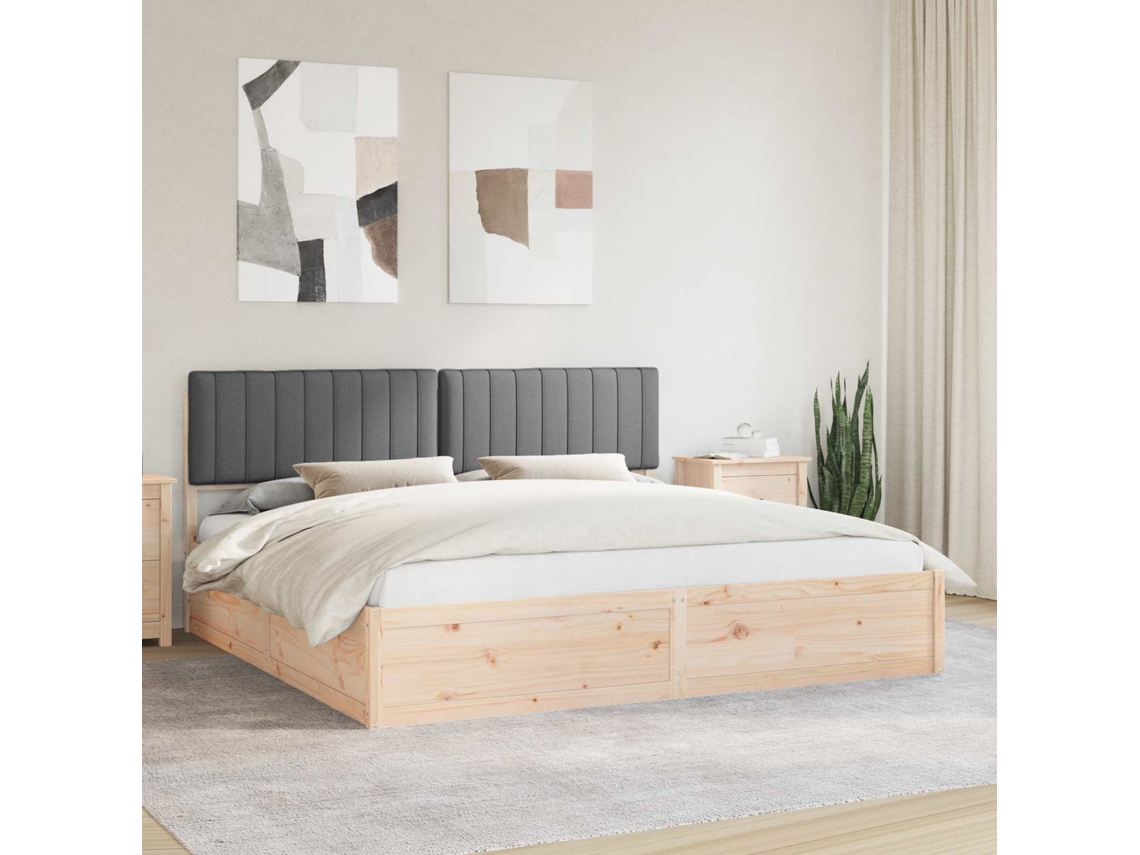 Vidaxl Estrutura De Cama Com Cabeceira Estofada Cinza Escuro