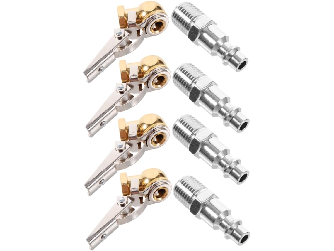 Conjunto De 2 Adaptadores Inflação Pneus Com Clipe Npt Para Carro E Caminhão Conector Rosca Rápida