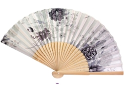 Leque de bambu dobrável tradicional chinês vintage feito à mão com flores, ideal para dançarinas chinesas. Presente perfeito para quem busca um presente de bolso.