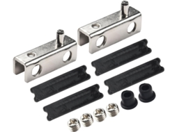 Conjunto De 2 Grampos Dobradiça Para Porta Vitrine Vidro, Com Acabamento Niquelado E Cromado Preto, Acessórios Para