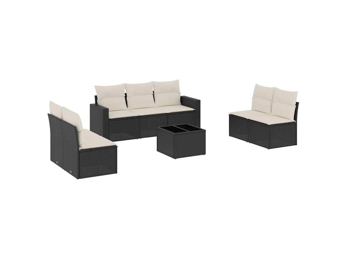Maison Exclusive - 8 Pcs Conjunto Sofás De Jardim Com Almofadões Vime Pe Preto
