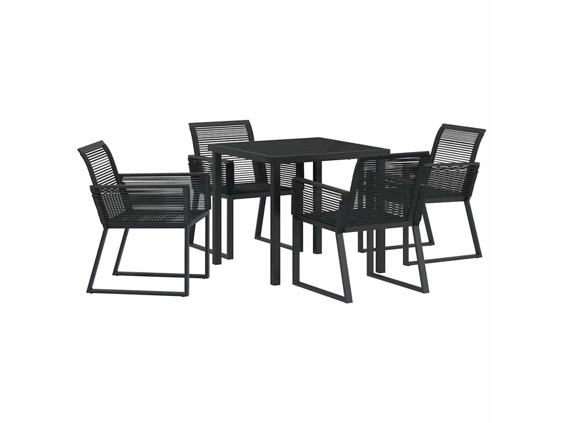 Conjunto de Jantar para Jardim 5 Pcs - Móveis de Jardim para Refeição Preto Aço Revestido a Pó HARLANV1