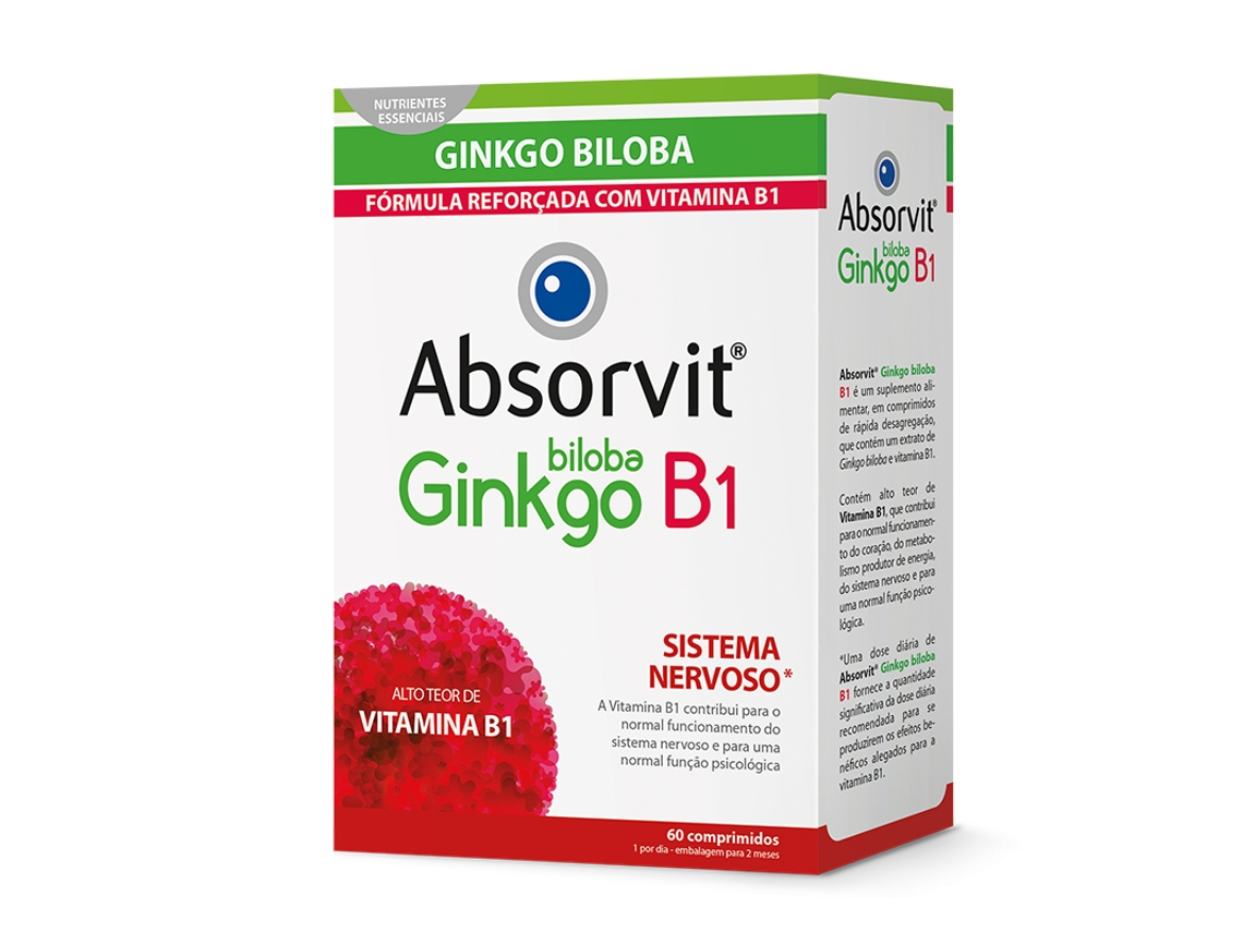Suplemento Alimentar FARMODIÉTICA Absorvit Ginkgo + B1 (60 comprimidos)