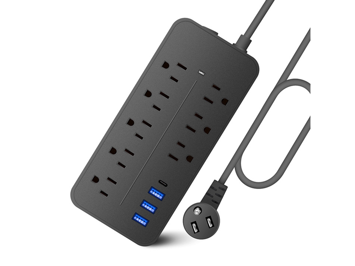 Protetor Contra Surtos 12 em 1 Painel de Tomadas 8 Tomadas 4 USB com Carregamento Inteligente | S/MARCA
