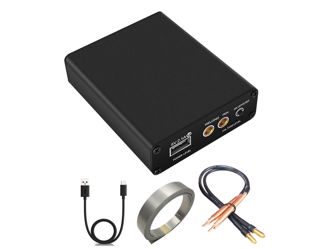 Mini Soldador a Ponto Diy 5 Engrenagens Máquina de Solda a Ponto Portátil Ajustável Bateria de Lítio de Carga Rápida com Caneta de Soldagem Preto