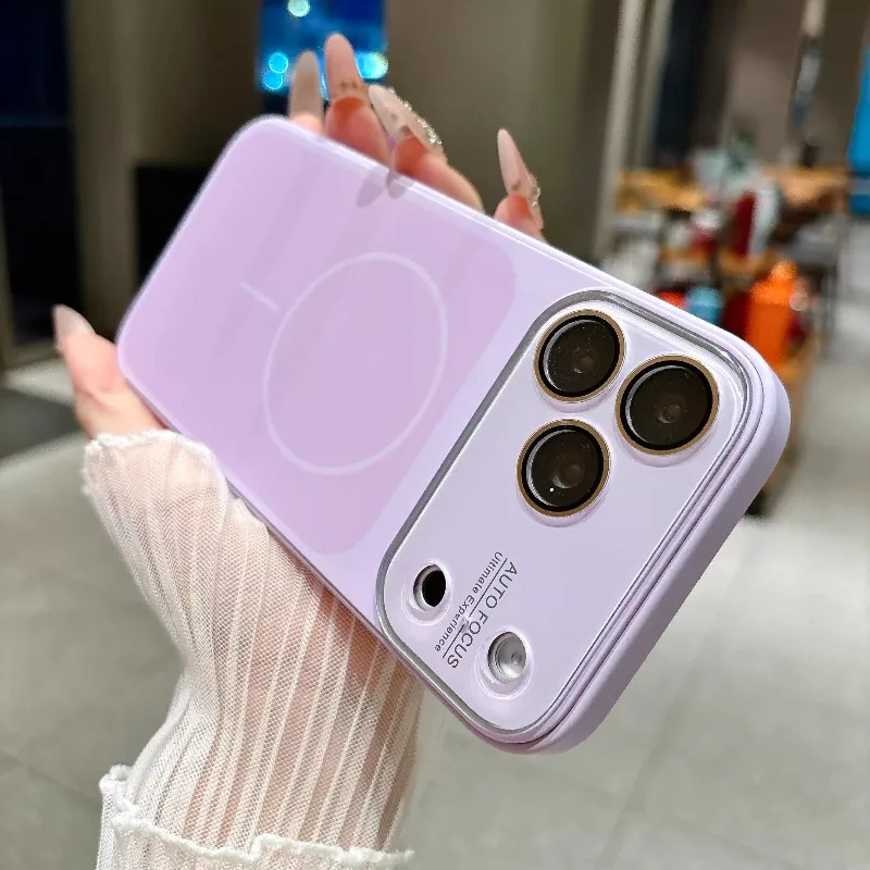 Capa Protetora De Silicone Dedicada Ao Carregamento Sem Fio Para Iphone 15 (roxa), Em Formato De Bloco De Acrílico.