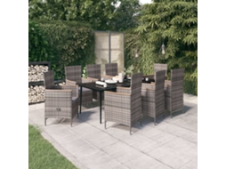Vidaxl 9 Pcs Conjunto De Jantar Para Jardim Com Almofadões Cinza