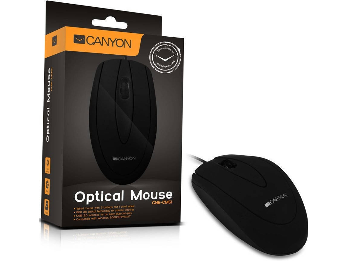 Rato CANYON CNE-CMS1 (USB - Casual - 800 dpi - Preto)