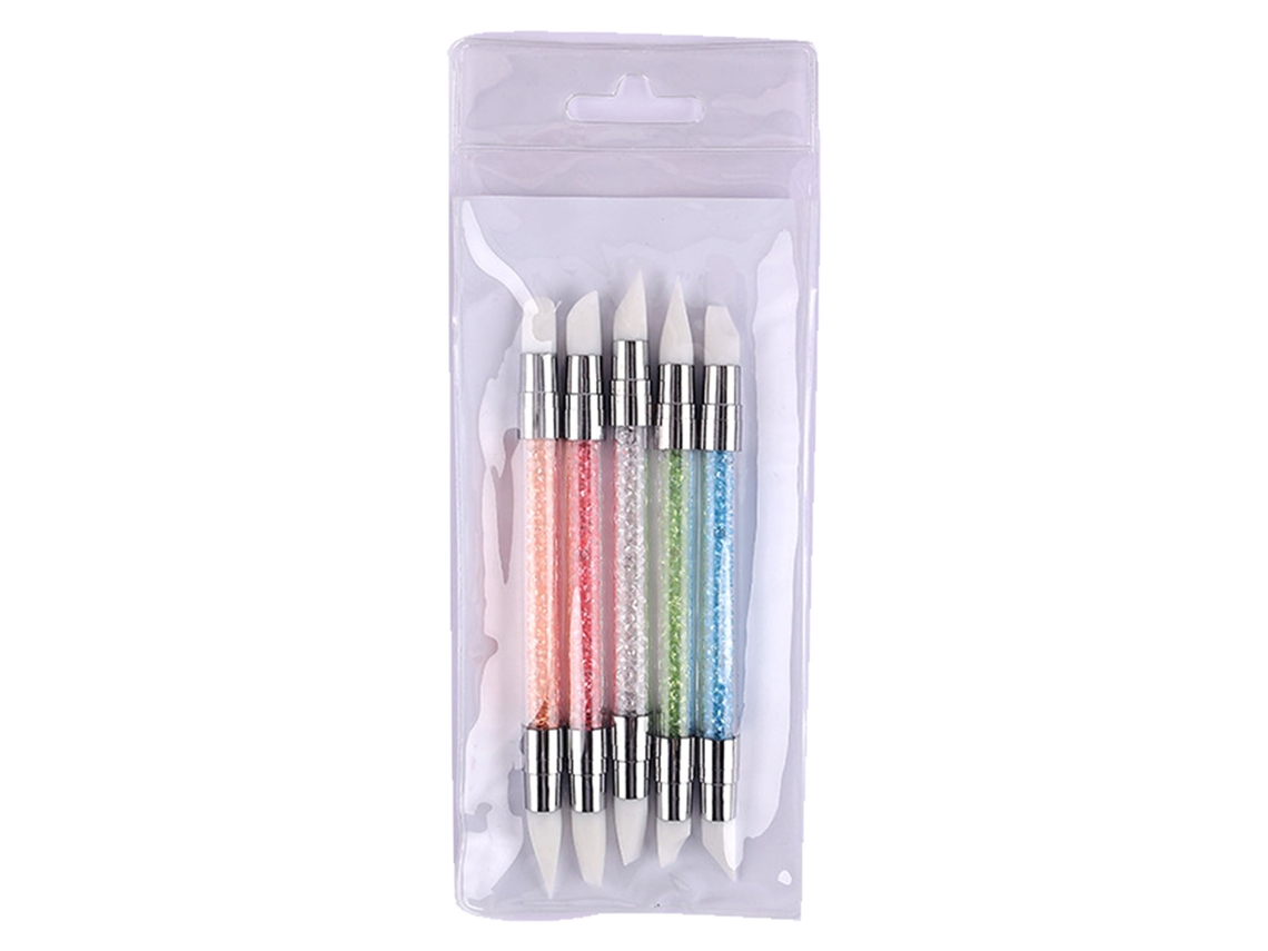 2026altiro-5 Peças De Ferramentas De Arte De Unhas De Silicone Com Ponta Dupla E Cabo De Acrílico