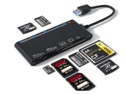 Leitor De Cartões Usb 2.0 Preto, All-in-1, Compatível Com Sd/tf/cf/ms/xd, Led Indicador