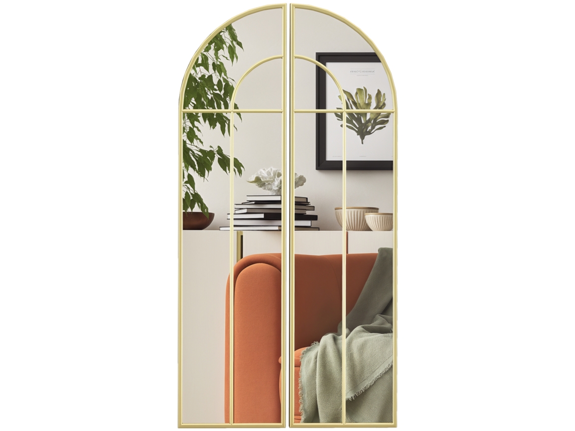 Espelho de parede em arco, decorativo, moldura metálica, 30x120 cm, dourado | S/MARCA