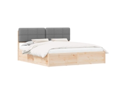 Estrutura de Cama com Cabeceira Estofada Cinzento Claro MAISON EXCLUSIVE