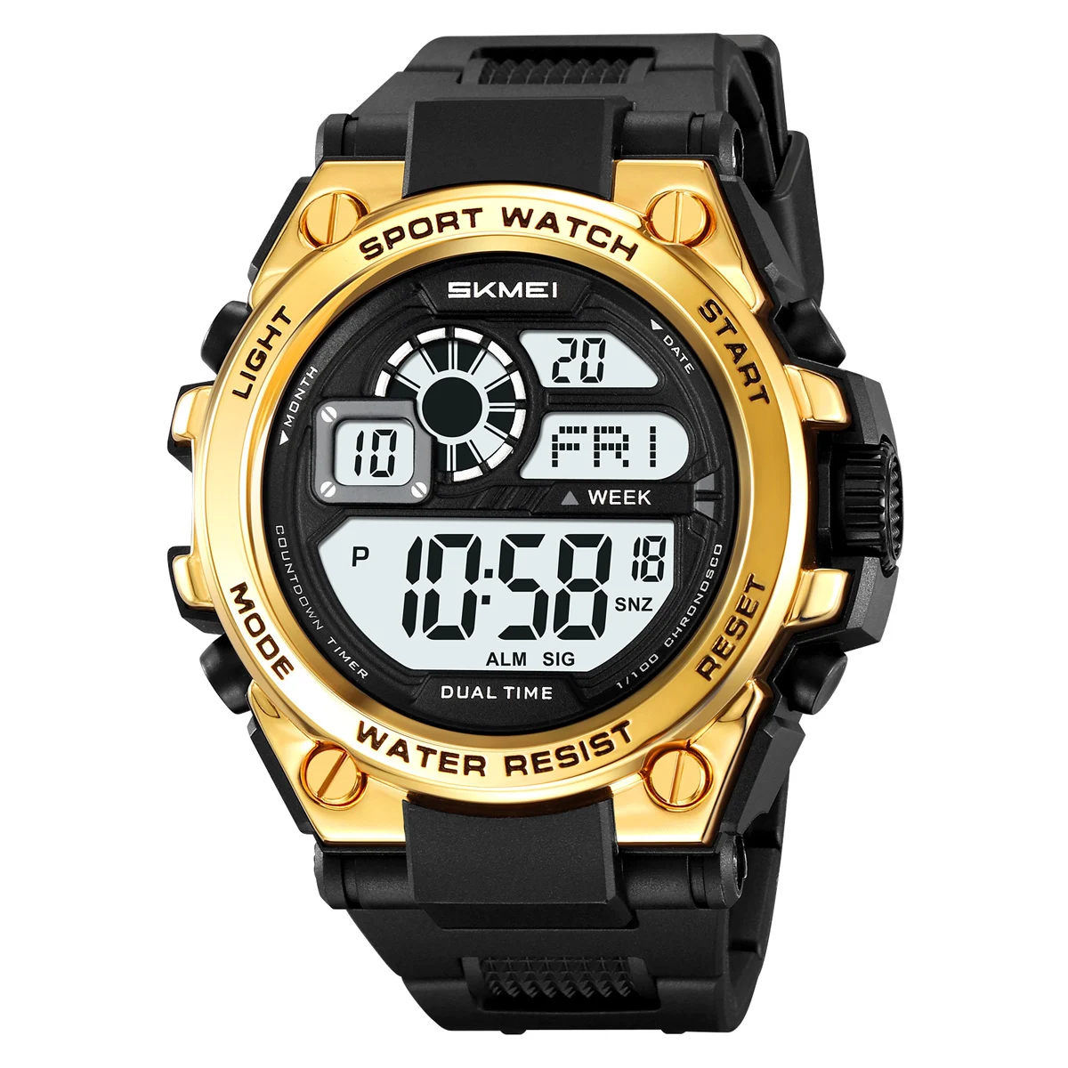 Relógio Militar MDUG Esportivo Masculino Luminoso À Prova D'água (preto e dourado)