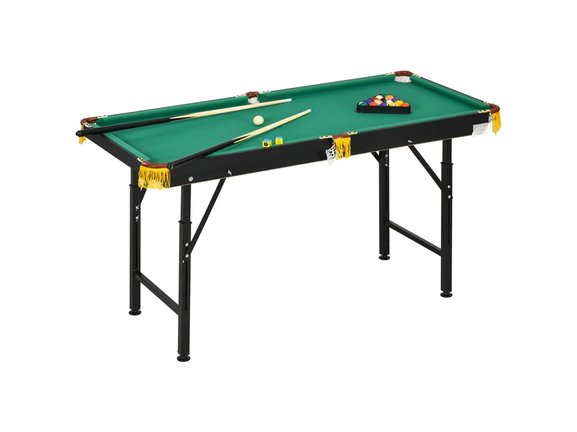 Mesa de bilhar ajustável com acessórios, MDF e aço, 140x63x55cm, 75cm, verde BTFORUS
