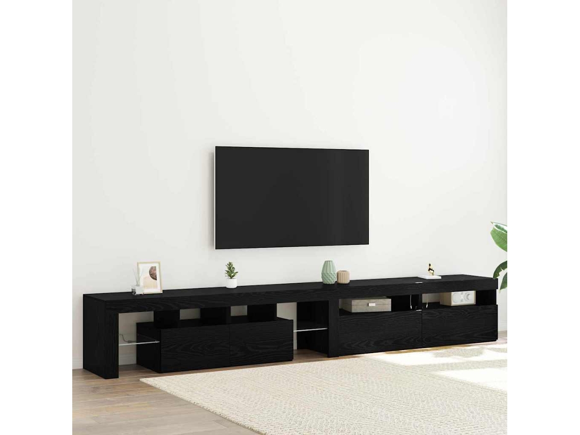 Vidaxl Gabinete para Tv com Led 3 Pcs Carvalho Preto 260 X 37 X 40 Cm