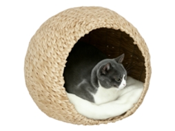 Cesta‑casinha Espaçosa Em Taboa, Almofada Macia, Cor Marrom, 45x41x37 Cm Para Companheiros De Lar