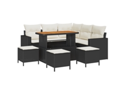Conjunto 10 Conjunto De Sofá De Jardim Vidaxl Preto Vime Pe (212.5 X 212.5 X 85 Cm)