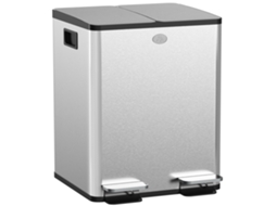 Duplas de lixeiras de 20L com pedal, aço inox, plástico, prata S/MARCA