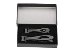 Conjunto de 2 tesouras de aço inoxidável para unhas, ideais para manicure e pedicure. Cortador para unhas das mãos e dos pés, cor preta.