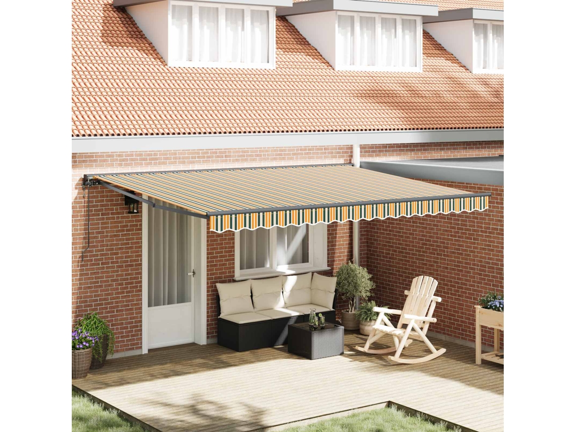Vidaxl Estrutura De Toldo Verde E Amarelo 450 × 300 Cm