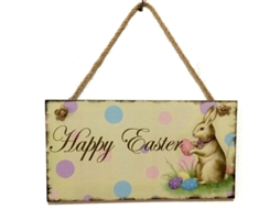 Placa De Pâques Em Bois À Suspendre Motif Lapin