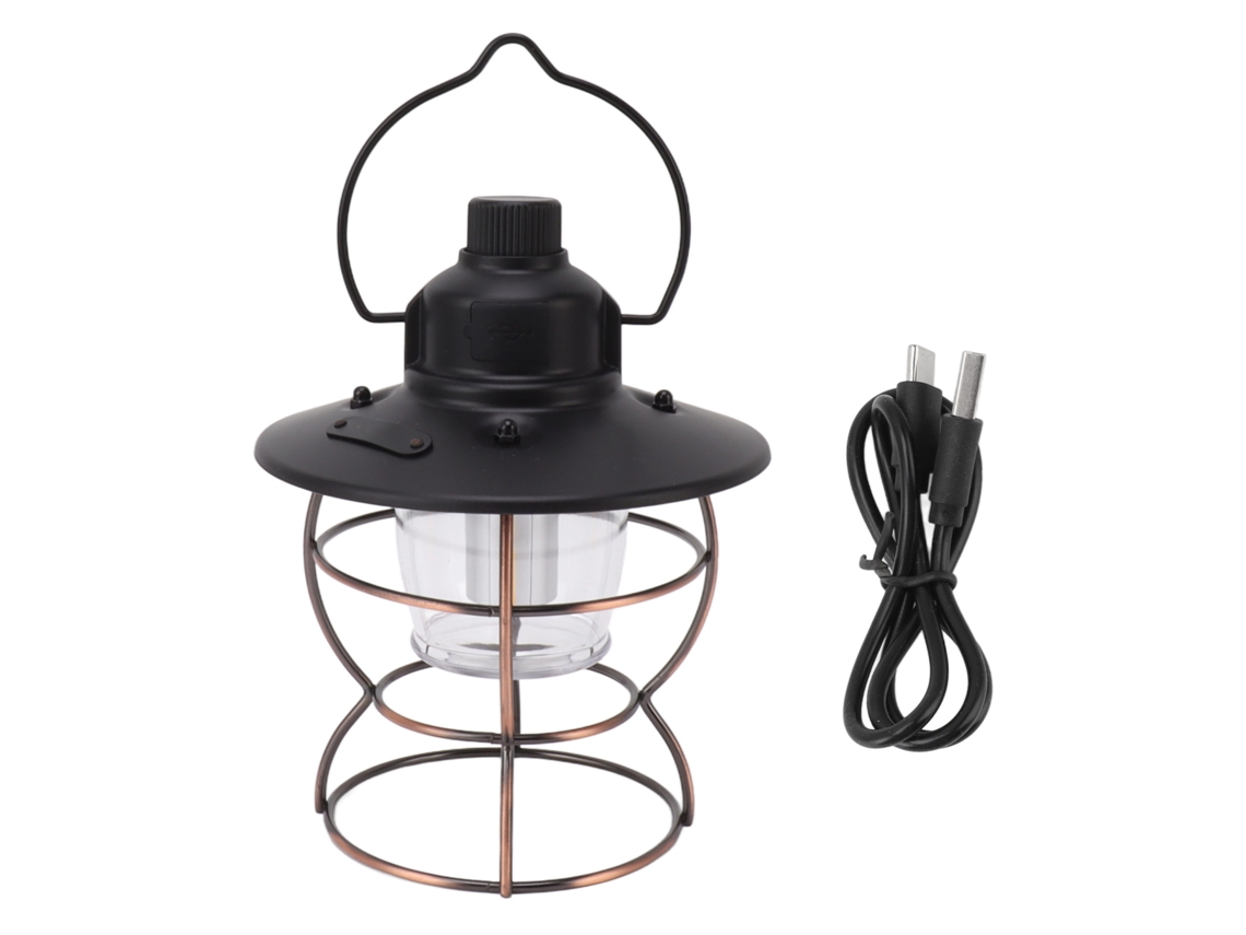 Lanterna de Acampamento Led Retrô Recarregável, 3 Modos, Regulagem Contínua, Usb | S/MARCA