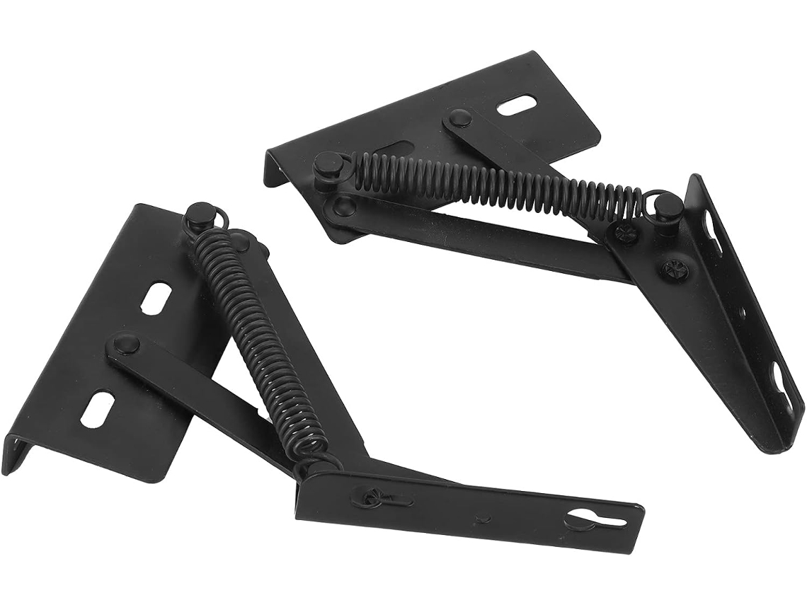 Dobradiça Triangular De Ferro Com Mola Bipartida Preta Kimiss, Ideal Para Camas E Sofás Dobráveis Possui Mola Resistente