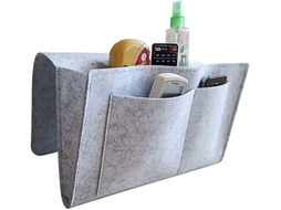Lurelia Bolsa De Cabeceira, Em Feltro, Suspensa, Com Bolsos, Para Cama E Sofá, 32 X 20 Cm, Cinza, Telemóvel Acessível