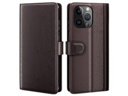 Capa Genuíno Para Iphone 15 Pro Pele Magnética Castanho
