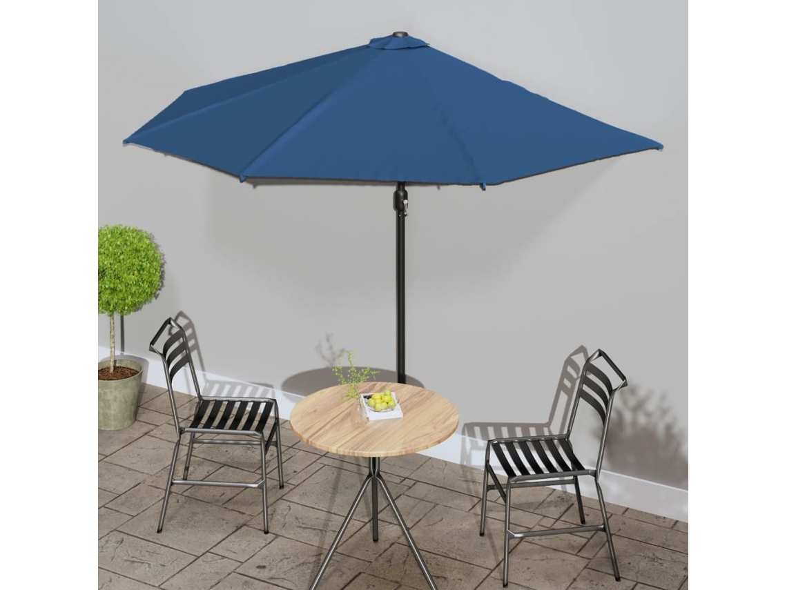Vidaxl Guarda-sol C/ Poste Alumínio Semicircular 300x155x223 Cm Azul