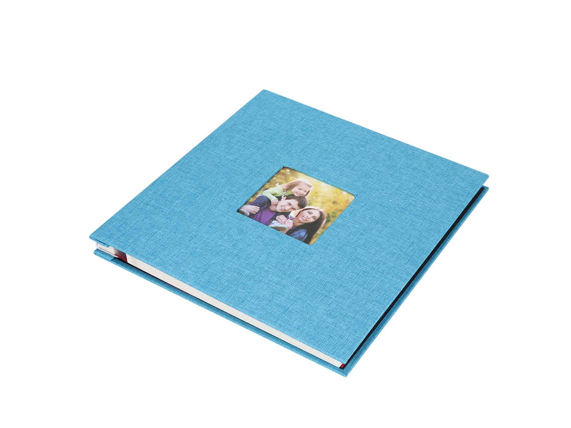 2026 Store álbum de Fotos de Lino Adhesivo Diy Scrapbook para Regalos de Aniversario San Valentín Azul Claro 27x28cm