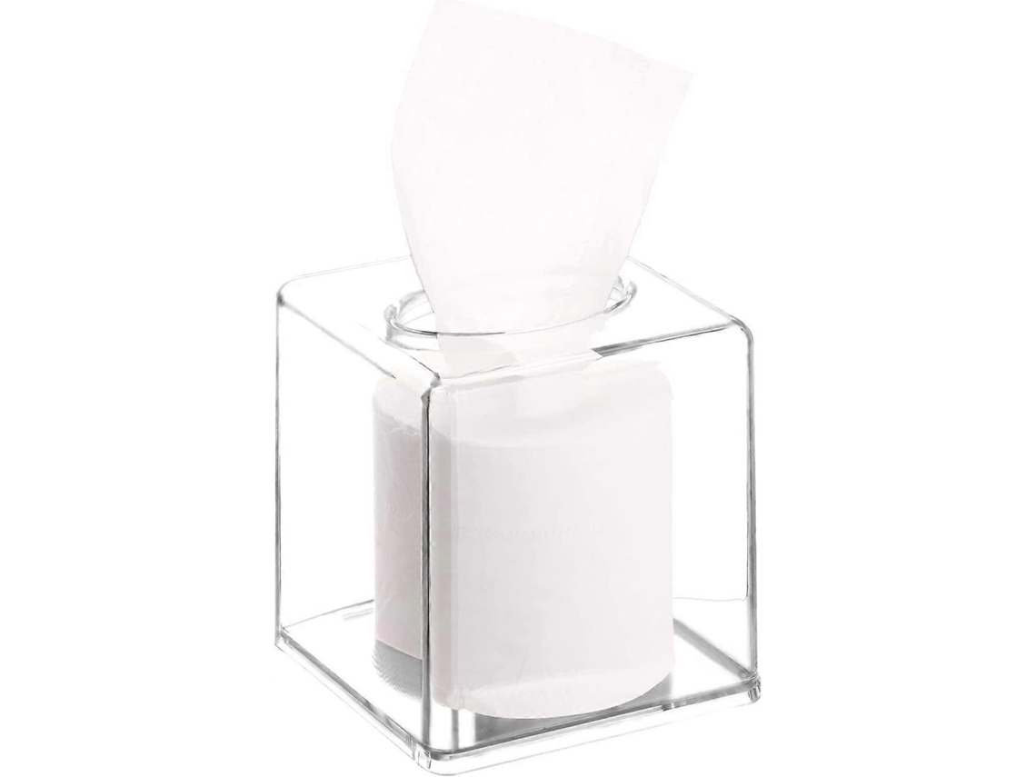 Porta-guardanapos quadrado em acrílico transparente para toalhas faciais, ideal para banheiro, sala de estar e cozinha.