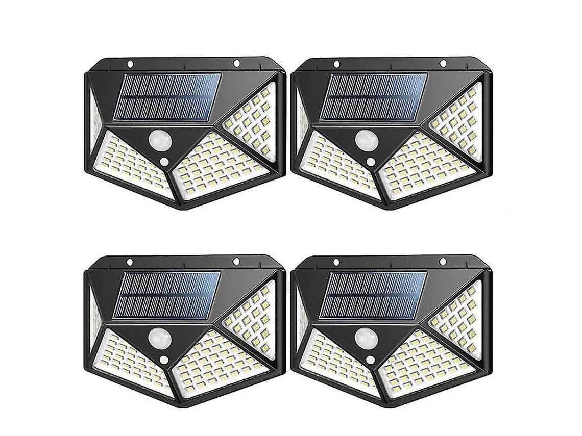 Luz Solar Externa 100 Led 4 Pacotes Com Sensor De Movimento 3 Modos Inteligentes À Prova D'água