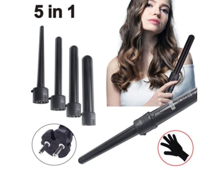 Kit De Modelador De Cabelo Com 5 Barras Intercambiáveis E Luvas Térmicas S/macra